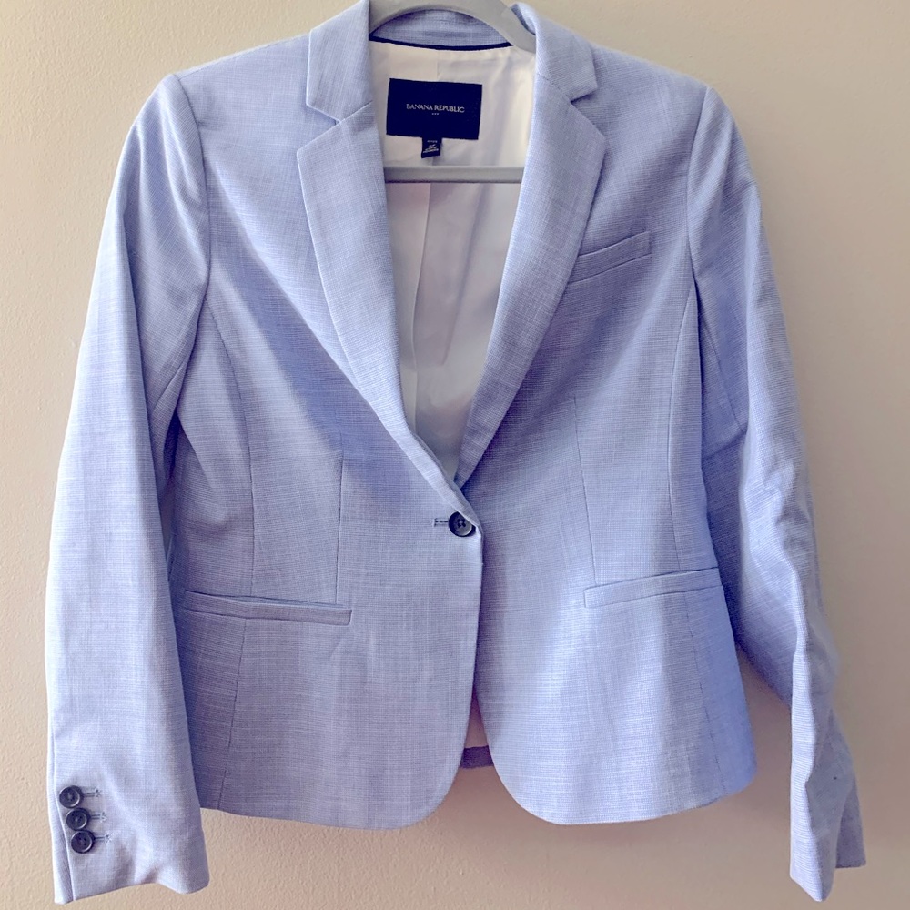 Blue check suit jacket
